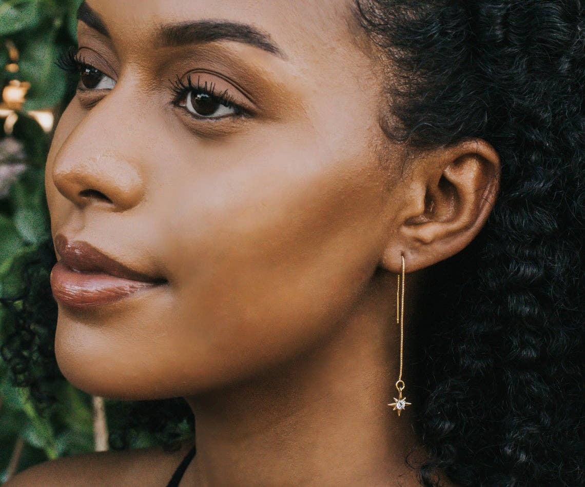 A Worthy Brand - Wholesale Dangle Earrings - North Star Earrings - Gold Filled Ear Threader1