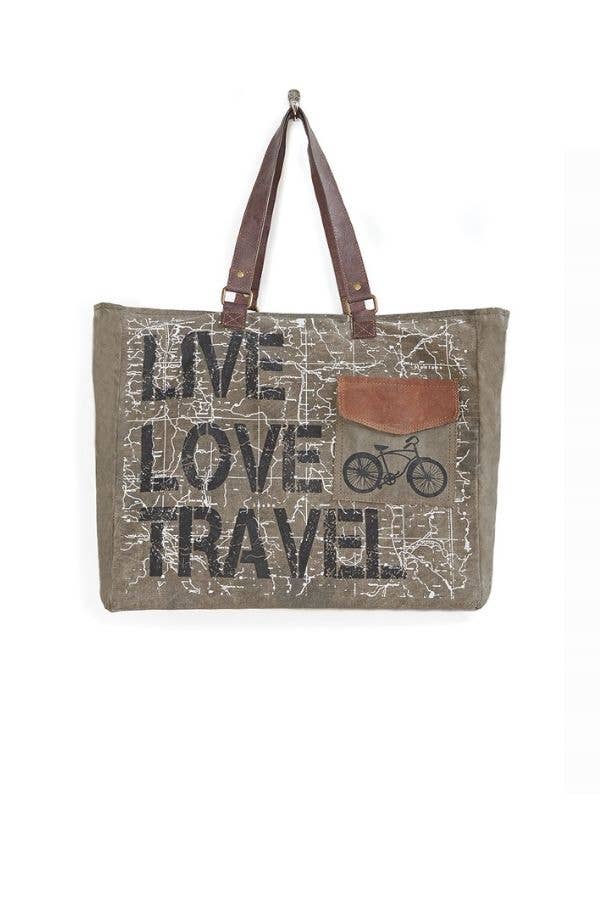 Mona B. – wholesale Weekender bag – women's – Live Love Travel Up-Cycled Canvas Weekender Bag3