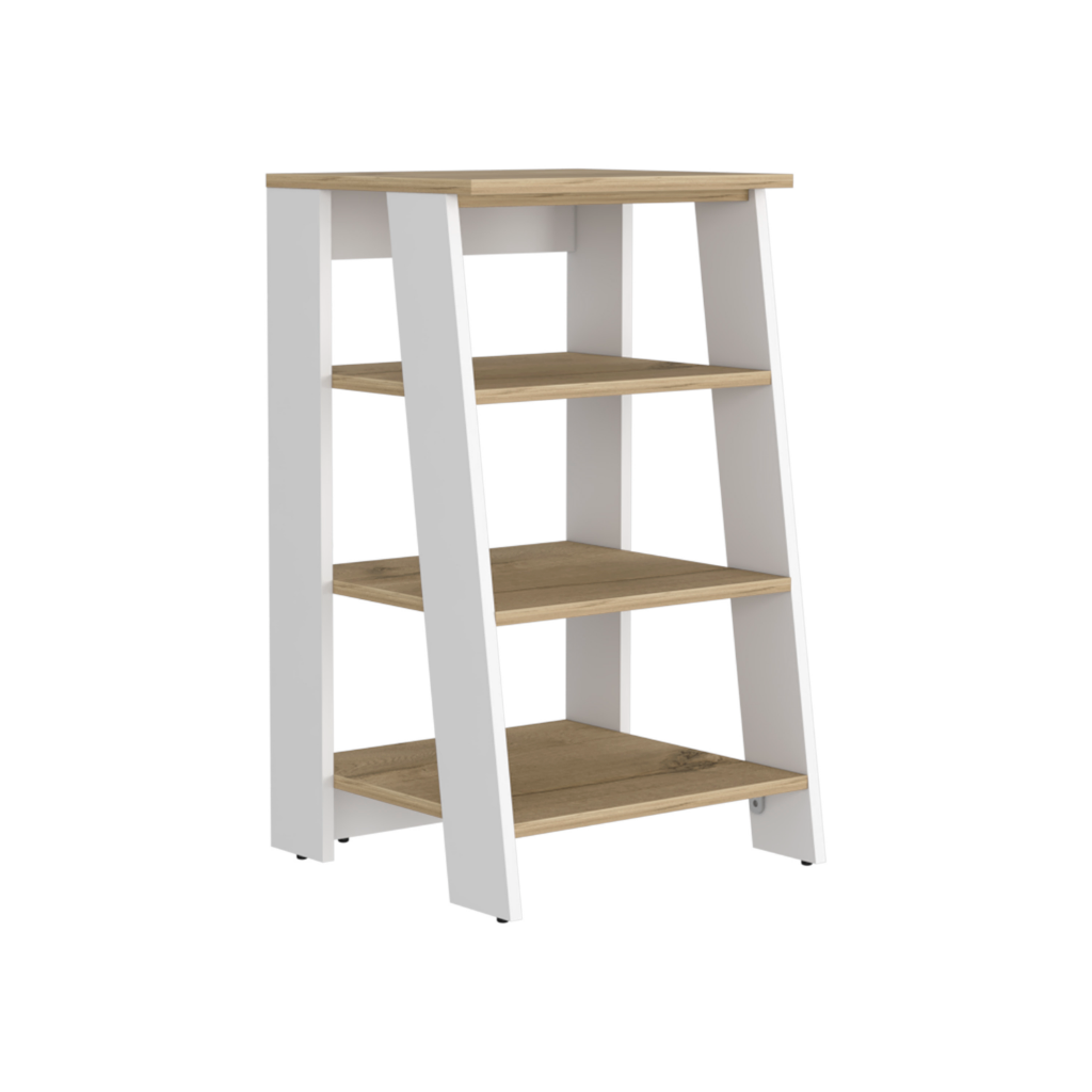Treevol Furniture - Wholesale Cabinet - Jannes Linen Cabinet, Four Shelves, White/Light oak Finish5