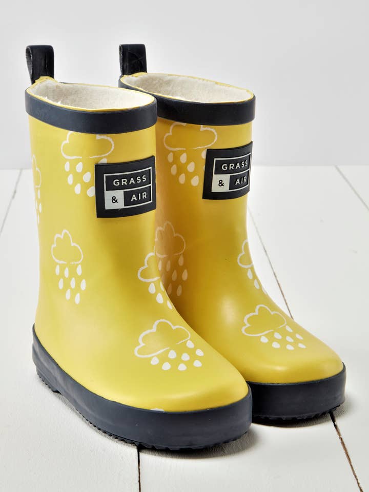 Grass & Air - Wholesale Rain Boots - Kids - Kids Yellow Colour Changing Wellies0