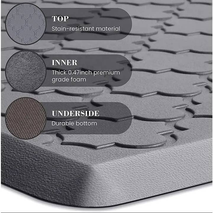 Bed Bath Fashions - Wholesale Vloermat - Bibb Home Trellis keukenmat met reliëf en antivermoeidheidsschuim