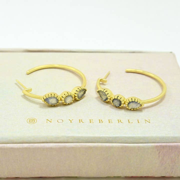 Schmuckoo Berlin - Wholesale Hoop Earrings - Oaklyn Hoop Earring Gold Plated - Labradorite2