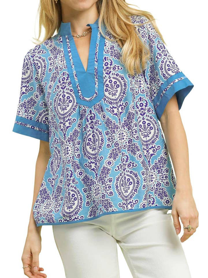 Abstracte print V-hals top voor wholesale door Vanilla Monkey