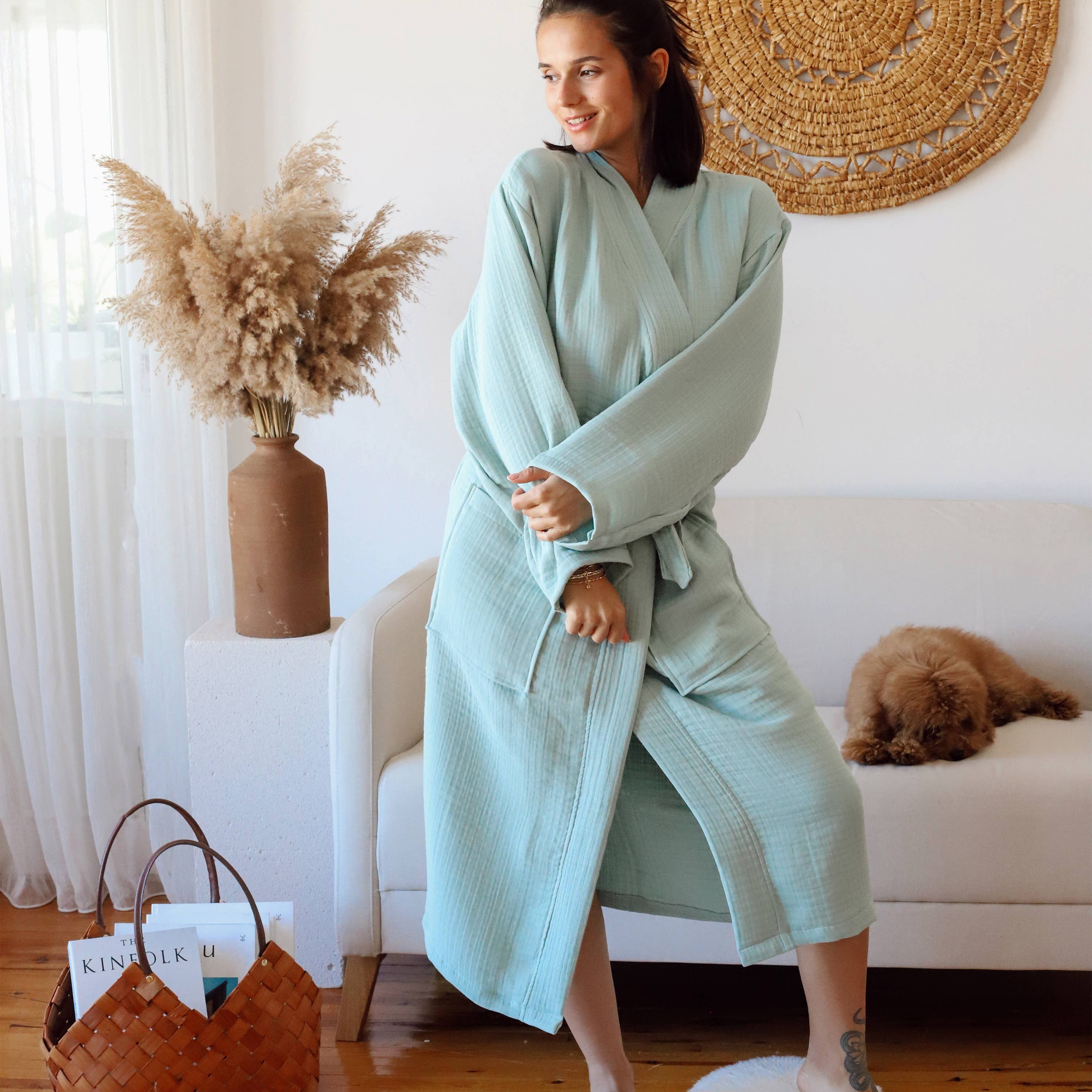 Vivamaison - Wholesale Robe - Unisex - Luxury 4 Layer Muslin Bathrobe, Natural Cotton Spa Comfort5
