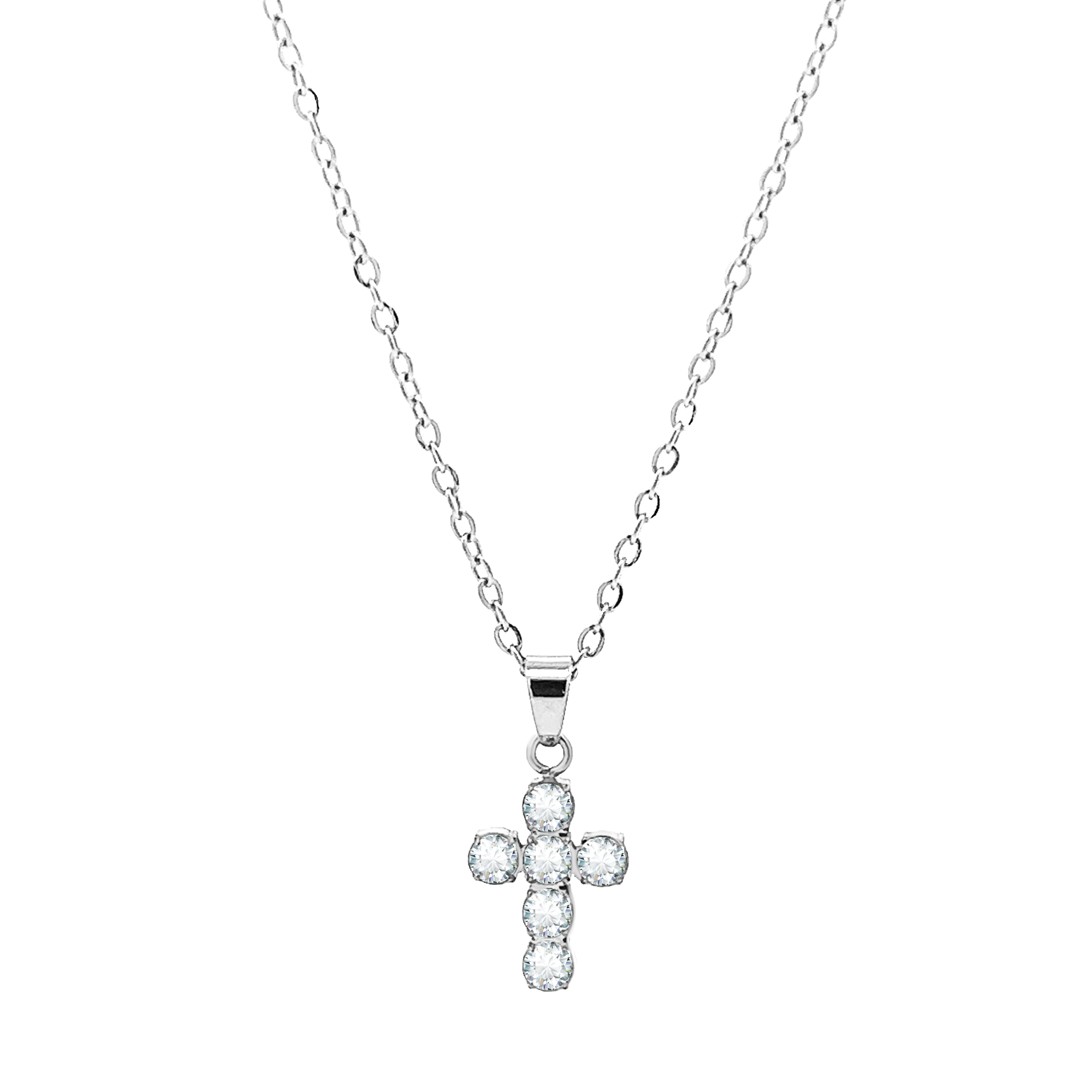 AMORINO SRL – wholesale Hänge-/berlockhalsband – Korshalsband i rostfritt stål med kristaller - JN2352E5960