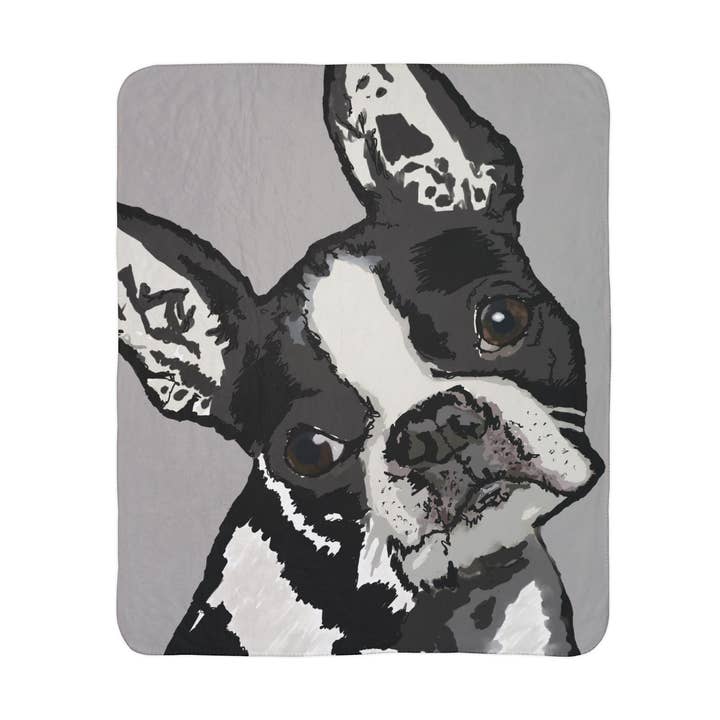Mysig Bostonterrier Hundälskare Fleece Sherpa Filt för wholesale av Blue Cava