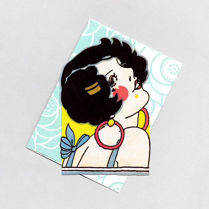 Flapper With a Beauty Mark - Art Deco Ladies Card for wholesale by Laughing Elephant