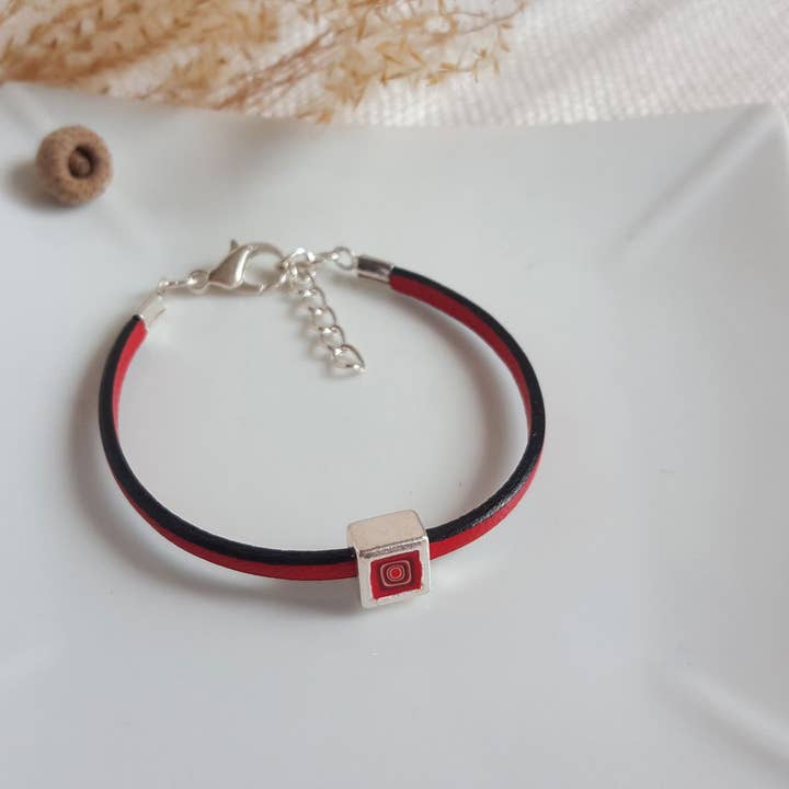 PASTACUITA - Wholesale Bangle Bracelet - Polymer clay bracelet mounted with leather "Millefiori"16