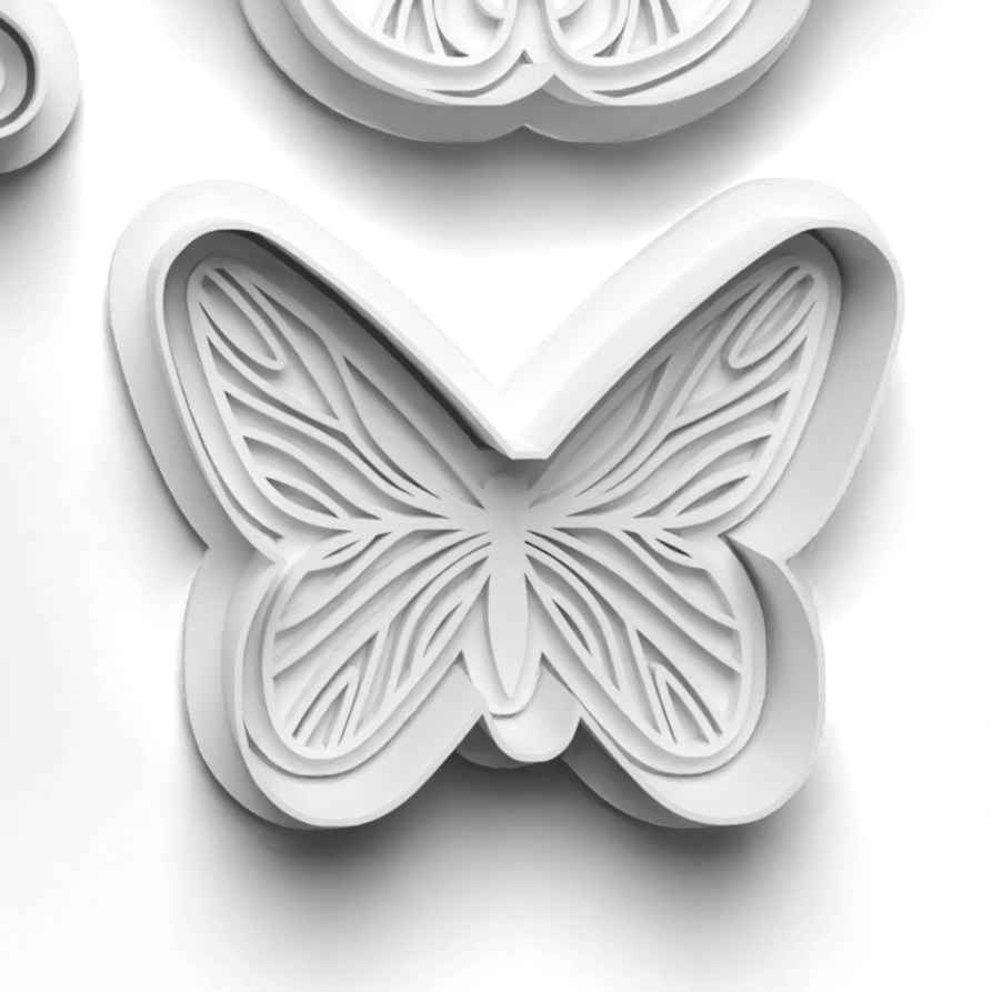 Forever Springtime - Wholesale Biscuit cutter - Butterfly C Cookie Cutter and Stamp for Fondant / Polymer Clay / Clay / Plasticine0