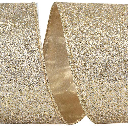 Glitter Metallic Shiny Back Wired Edge, Gold/silver for wholesale by RELIANT RIBBON
