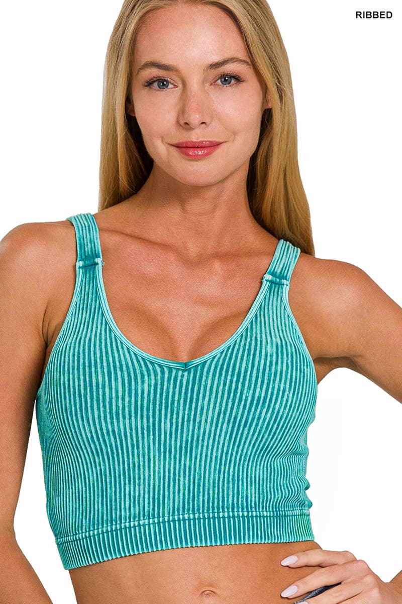 42POPS - Wholesale Bralette - Women's - `.Washed Rib Seamless Bralette w/ Removable Bra44