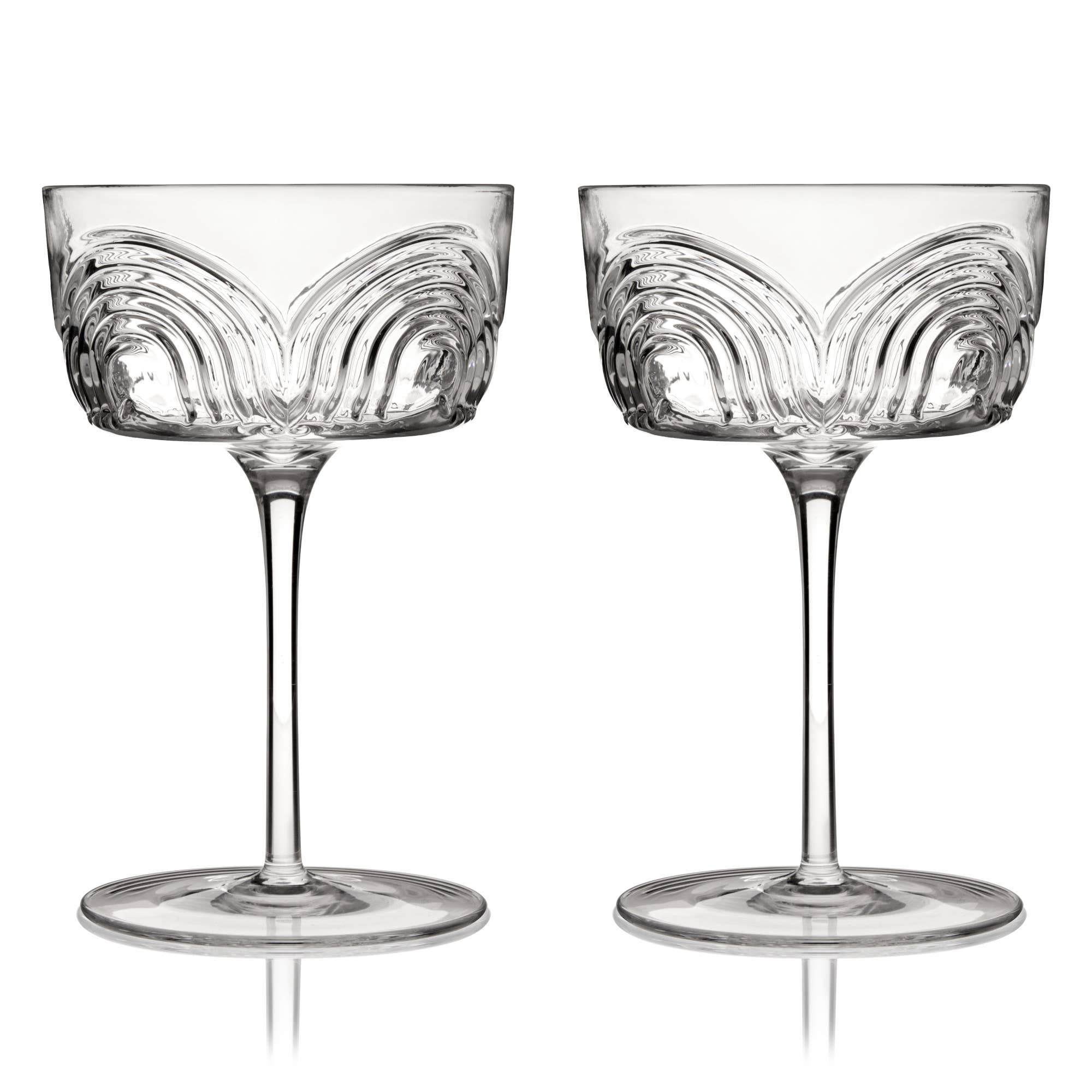 Viski - Vente Verres à cocktail/alcool - Ensemble de 2 coupes à cocktail en cristal Deco Beau2