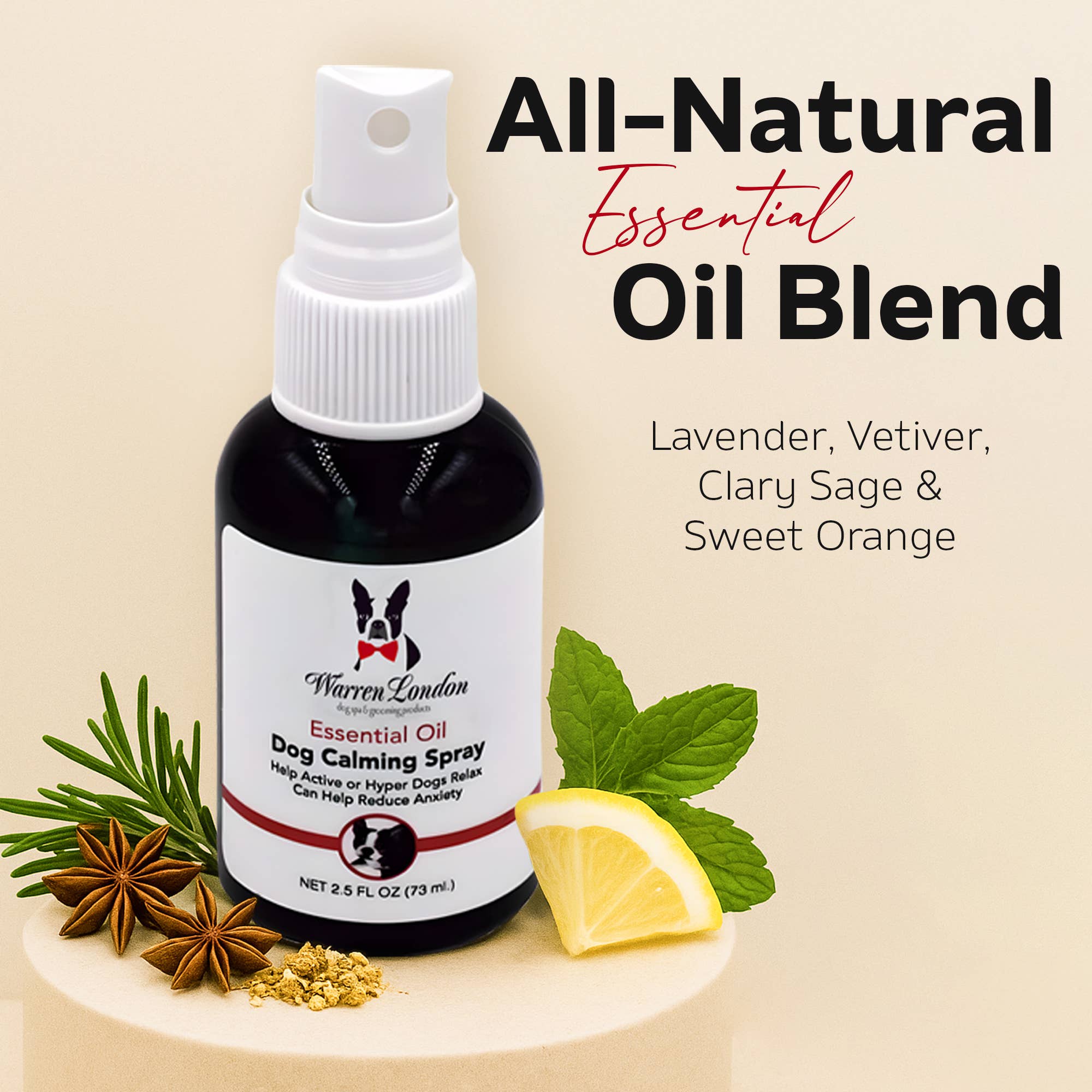 Warren London Dog Products - Wholesale Pet Spray - Dog - Essential Oil Dog Calming Spray - 2.5 oz5