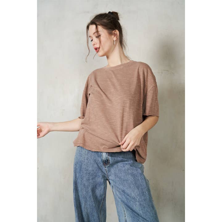Slub T-shirt van katoen met rauwe rand voor wholesale door lalamia