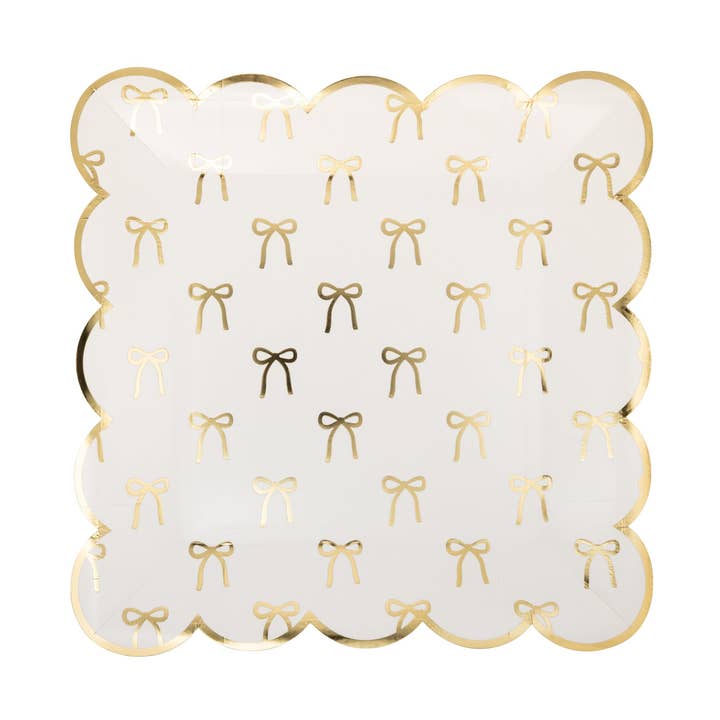 My Mind’s Eye – Prato descartável por atacado – PLPL1681 - Prato de Papel com Laços Dourados0