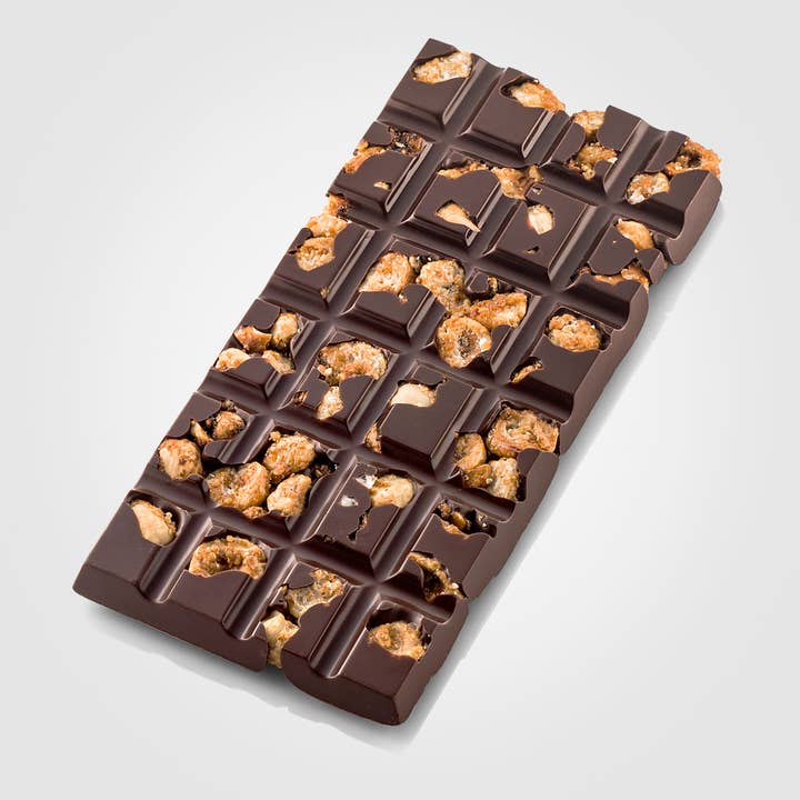 SPACE TABLET, ORGANIC CARAMELIZED HAZELNUTS AND CHOCOLATE for wholesale by nico et les chocolats