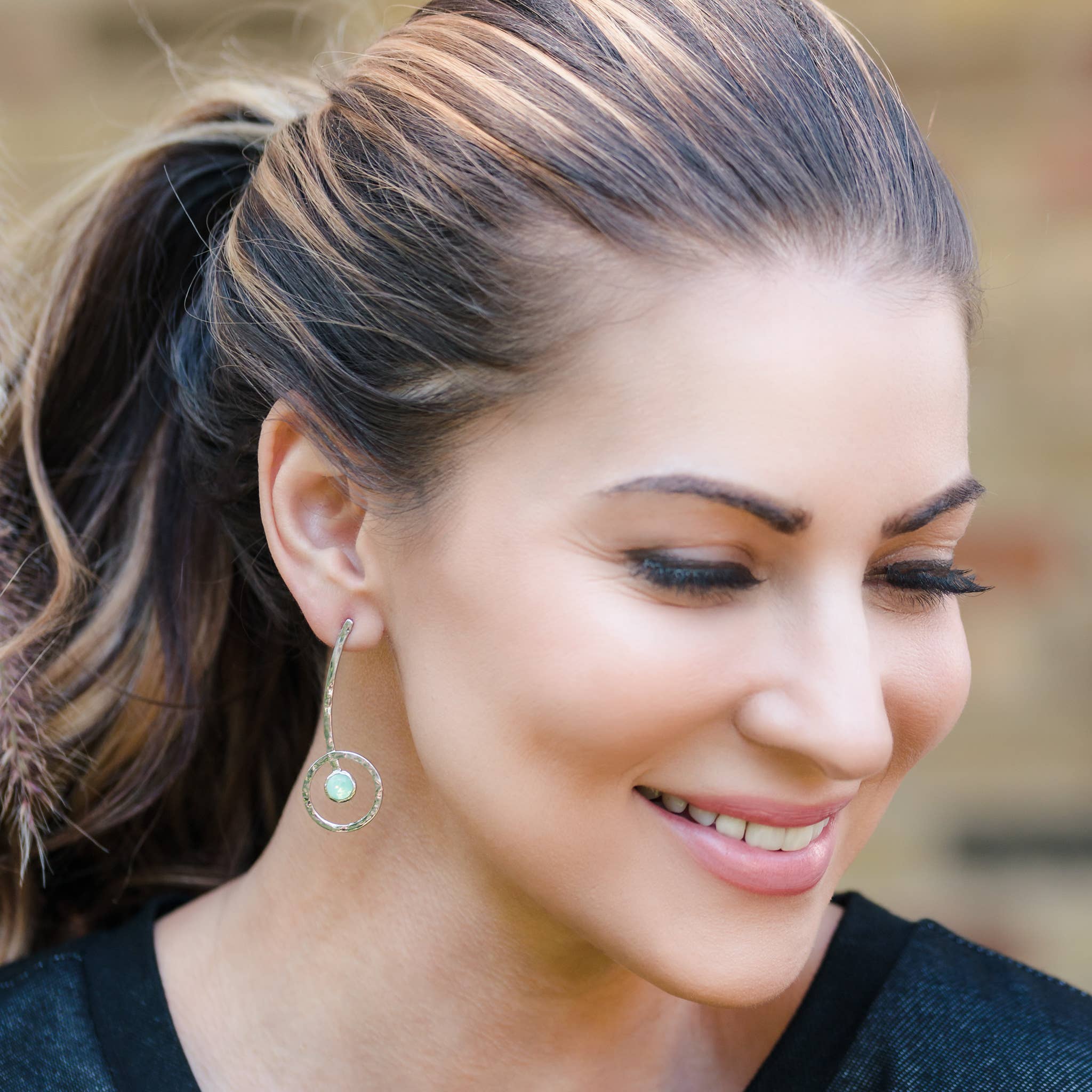 Elsie & Zoey - Wholesale Dangle Earrings - Sale - Natasha Mint Green Crystal Hoop Drop Earring0