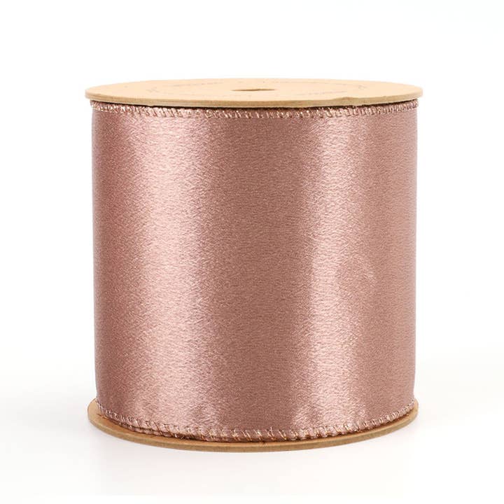 LA Ribbons Wholesale - Wholesale Ribbon - Gift Wrapping - 4" Reversible Shimmer/Lurex Wired Ribbon | Rose Gold