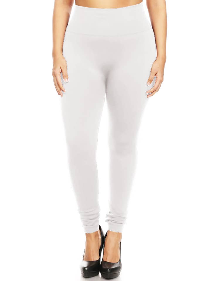 MOA COLLECTION - Wholesale Fashion Leggings - Women's - Women's Plus Size Banded Waist Leggings with Fleece Lining8