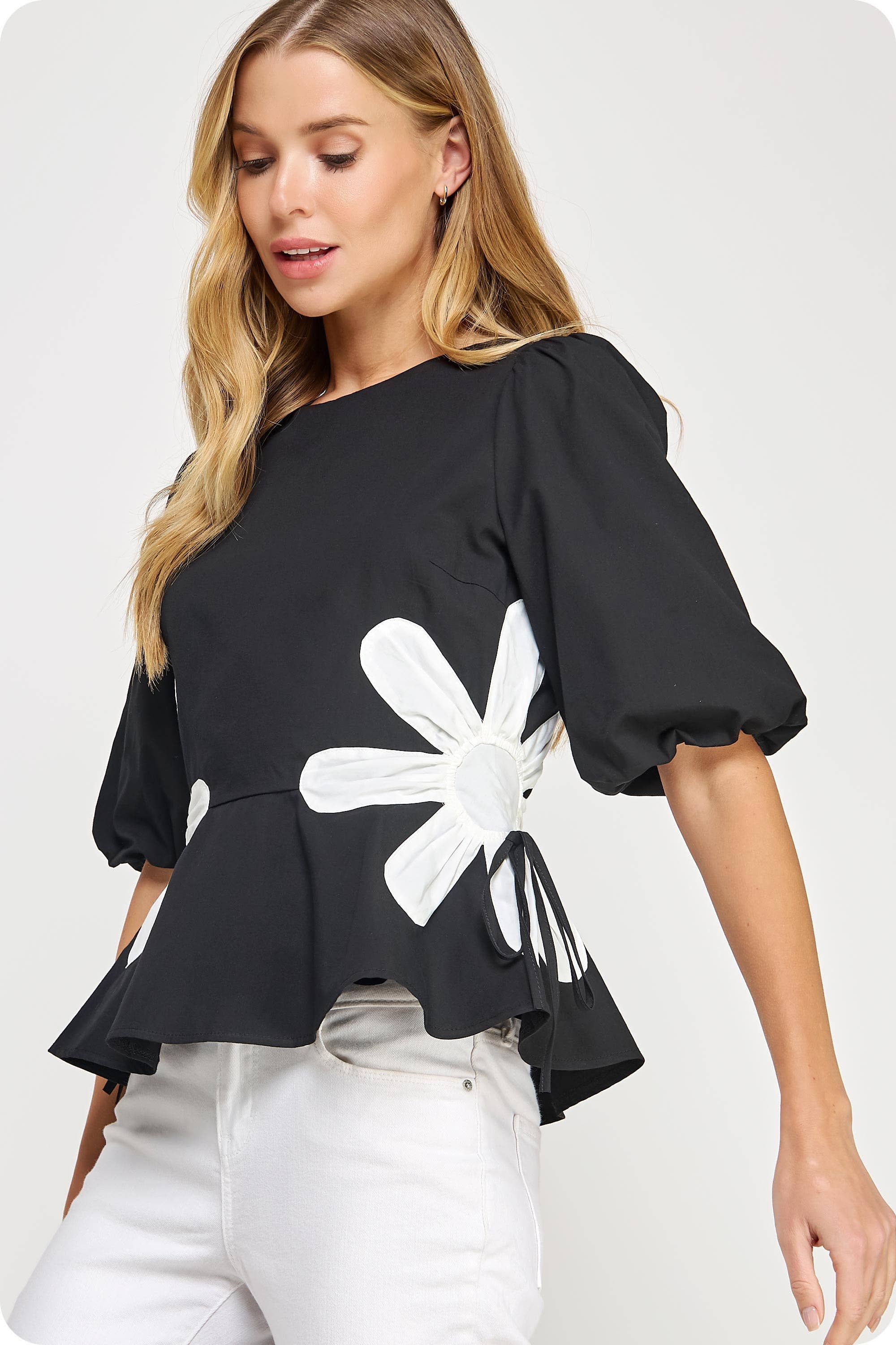 Strut & Bolt - Wholesale Blouse - Women's - Flower Color-Block Poplin Top8