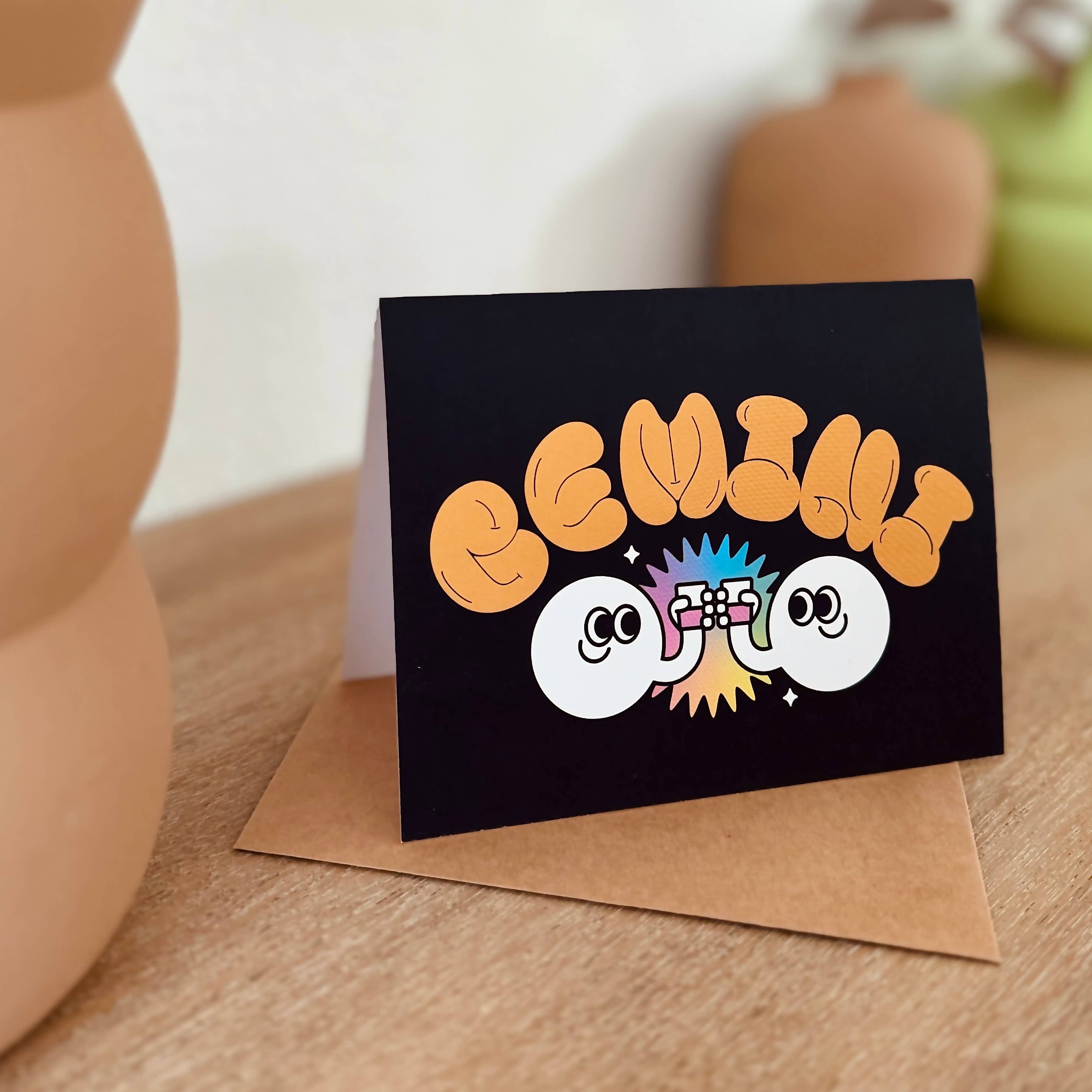 Charley Taylor Art - Wholesale Birthday Card - Gemini Zodiac Sign Birthday Card Astrology Blank Inside4