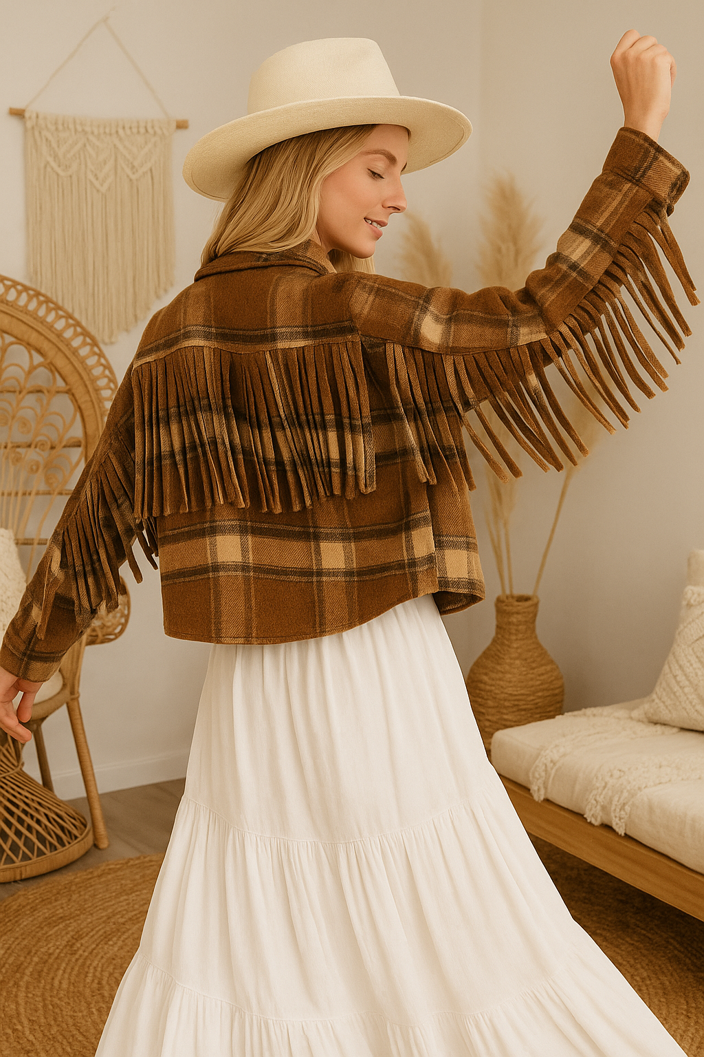 U R My Sunshine - Wholesale Shirtjack/Shacket - Dames - 25131 Geruite Wol Cropped Shacket Jas voor Dames0