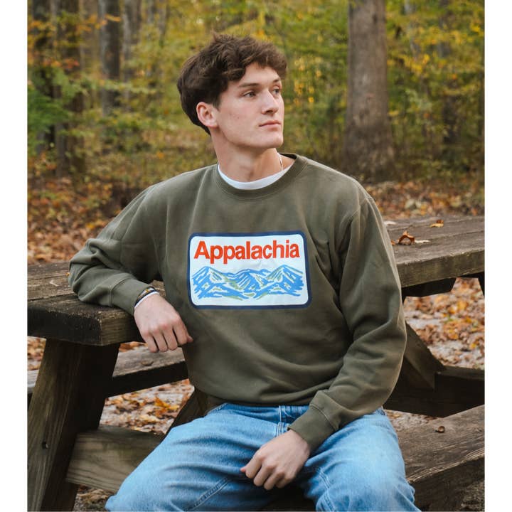 New Frontier - Wholesale Sweatshirt - Unisex - Appalachia Patch Crewneck (Deep Olive)1