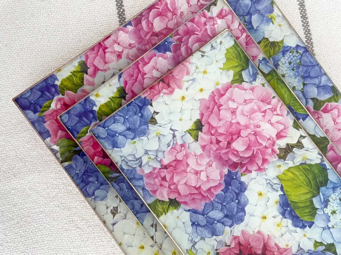 Biccara - Wholesale Decorative Plate/Dish/Bowl - Hydrangeal Rectangular Glass Plates – Decoupage Collection 2