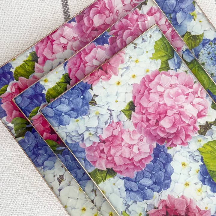 Biccara - Wholesale Decorative Plate/Dish/Bowl - Hydrangeal Rectangular Glass Plates – Decoupage Collection 2