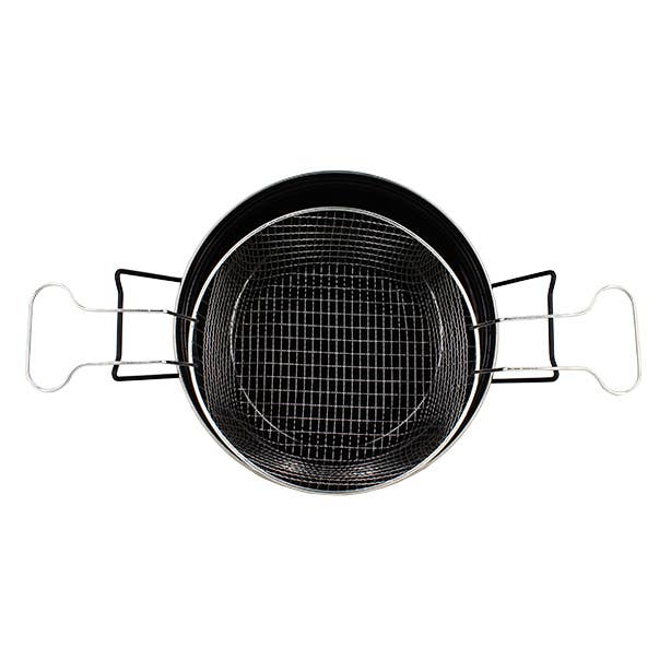 Menastyl - Wholesale Grill Pan/Griddle - Northern fryer 28 cm in black enameled steel with basket2