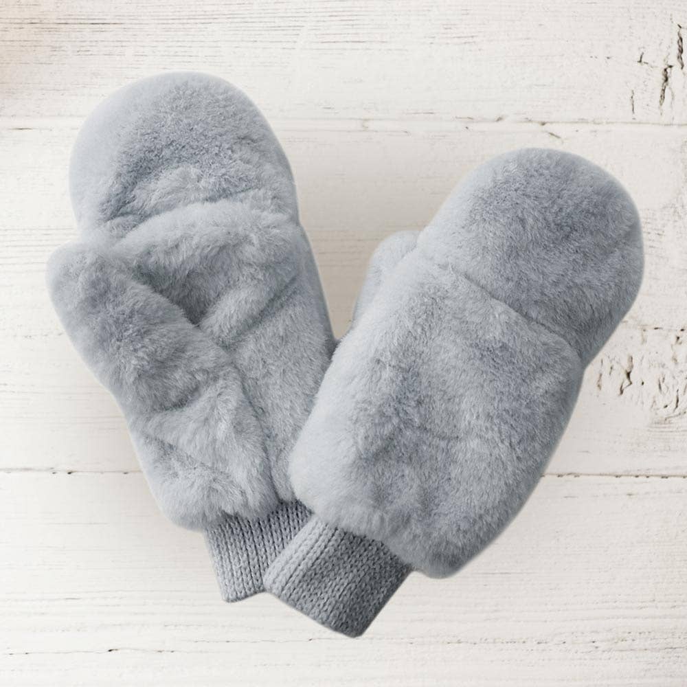 Sensibling Corp. - Vente Moufles – femme - Moufles ouvertes en fausse fourrure solide9