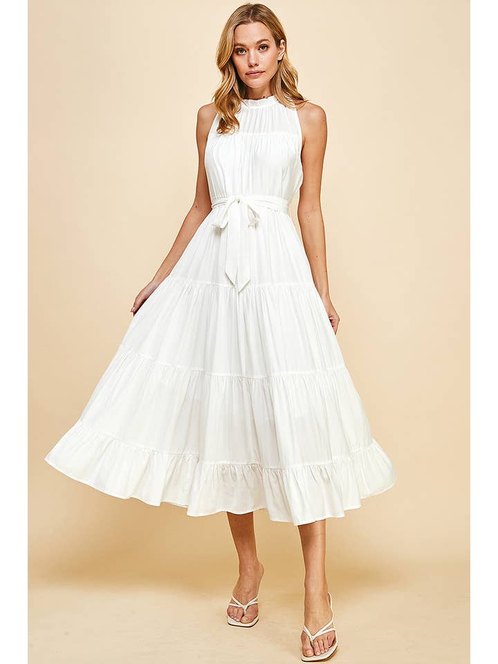 PINCH - Wholesale Dress - Women's - HALTER MIDI DRESS - WHITE