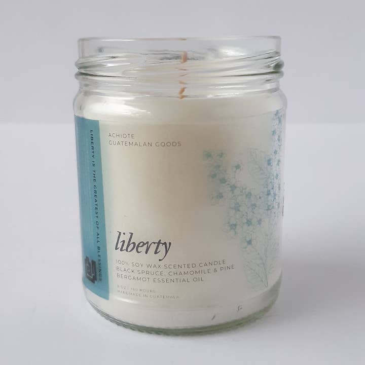 Achiote Guatemalan Goods - Wholesale Jar/Filled Candle - Liberty 100% Soy Wax Scented Candle Glass 100% essential oil