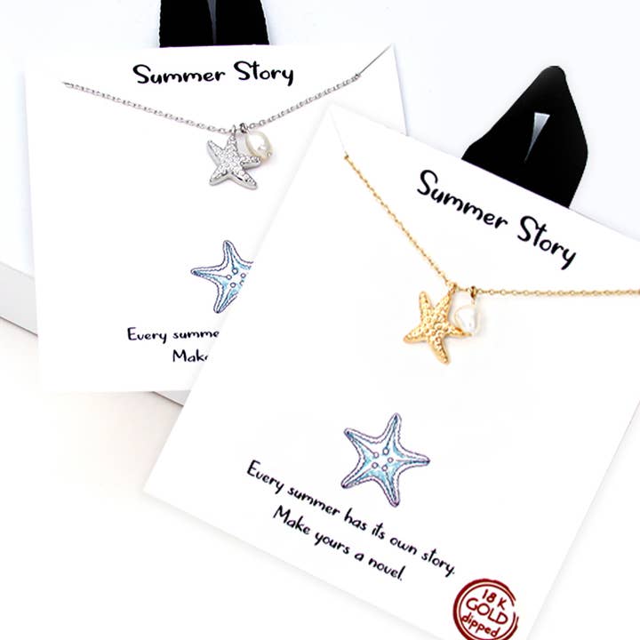 Collares con colgante de figura de estrella de mar bañados en oro para venta al por mayor de Fashion City