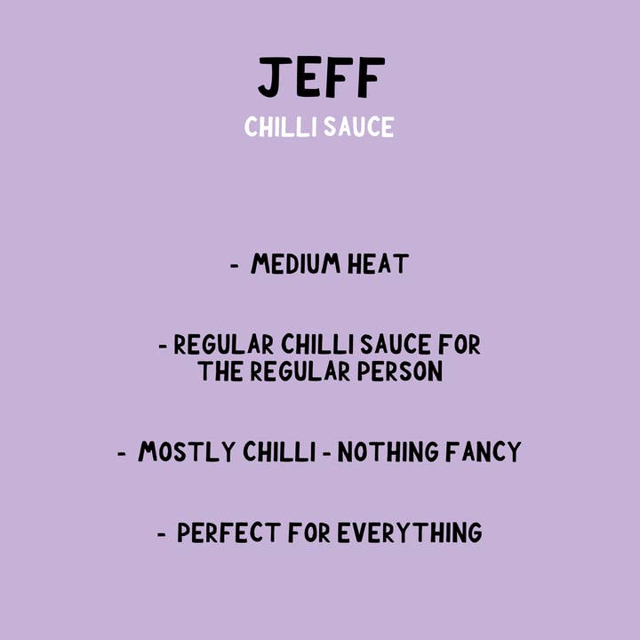 Keating and Co Condiments - Wholesale Hot sauce - Jeff (Regular Chilli Sauce)2