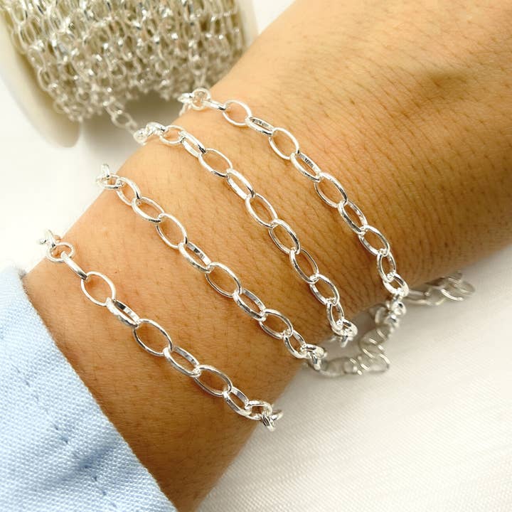 V175SS. Cadena de Eslabones Ovalados Lisos de Plata de Ley para venta al por mayor de Jewels & Chains