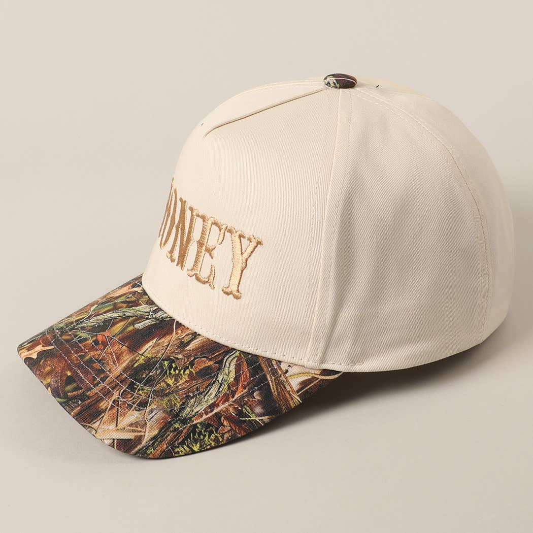 Fashion City - Wholesale Trucker Hat - Unisex - HONEY Lettering Embroidery Camo Two-Tone Cap11