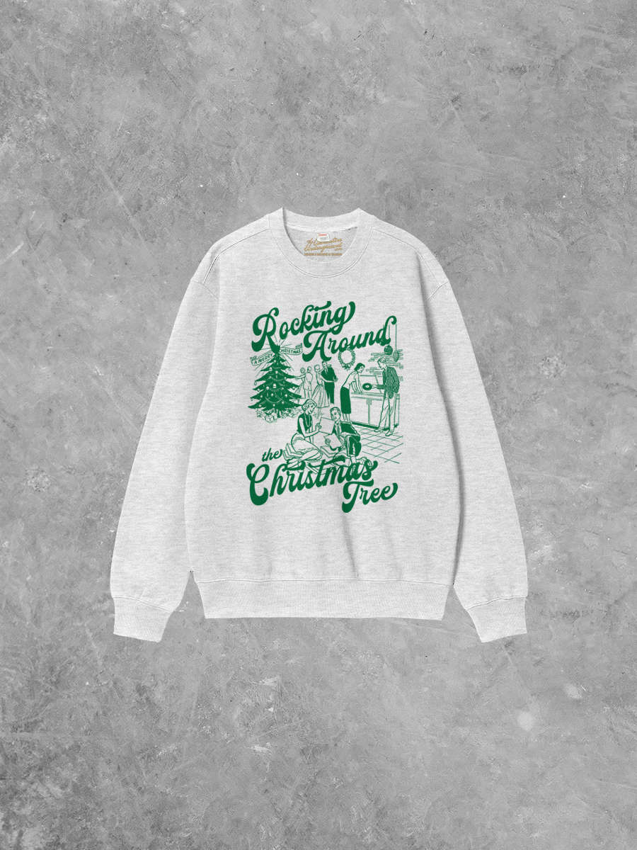 The Clandestine Underground – wholesale Sweatshirt med tryck - Unisex – Rocking Around the Christmas Tree Boxy Bomullströja1