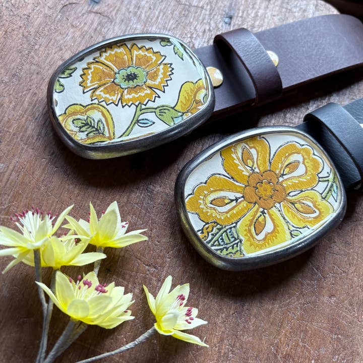 Belt buckle -vintage earthy flowers neutral 70's botanicals  and other Purchase Wholesale belt buckle initial necklace. Free Returns & Net 60 Terms on Faire trending on Faire.