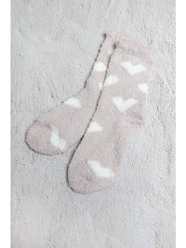 JOSSLYN by wall to wall - Wholesale Socks - Women's - WARM CORAL FLEECE PLUSH HEART FUZZY SOCKS | 40S0204312