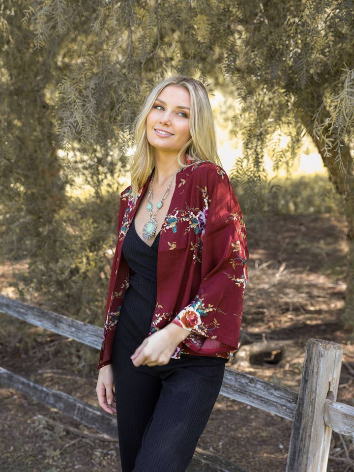 Leto Accessories - Wholesale Cardigan - Women's - Country Girl Rose Summer Cardigan