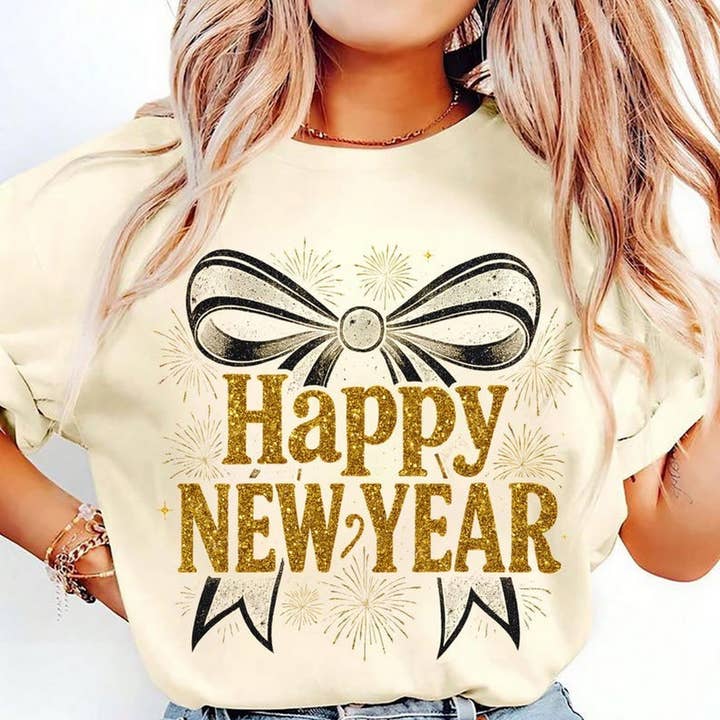 Happy New Year 2026 Shirt, Coquette Bow Long Sleeve Tee for wholesale by AJCanvasPrints