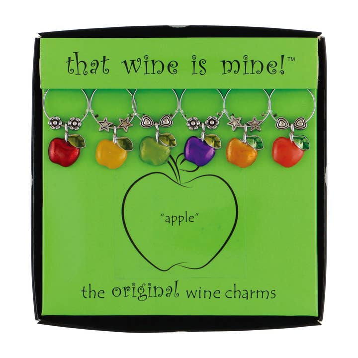 6-Piece Apple Wine Charms for wholesale by Supreme Housewares