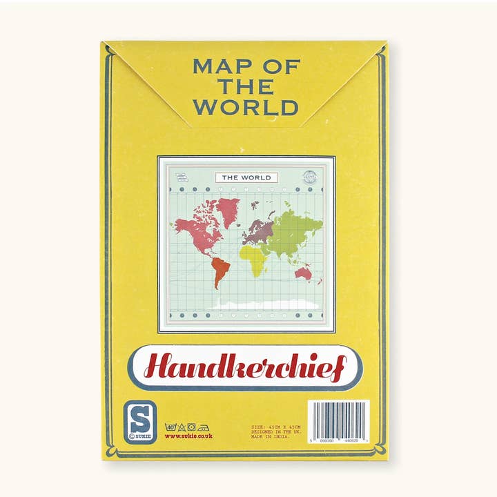 Sukie – Lenço - Unissexo por atacado – Mapa do Mundo Lenço Pocket Square Bandana