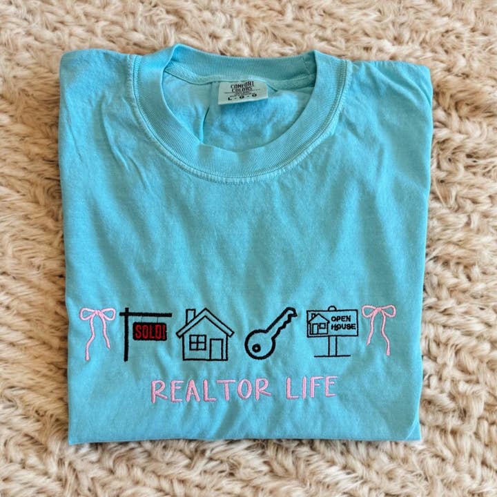 American Flag Bow- Comfort Colors Embroidered Pocket T-Shirt for wholesale by 403 Designs