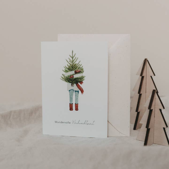 Eulenschnitt - Wholesale Christmas Card - Folded Card Christmas Girl (PU = 10 pcs)