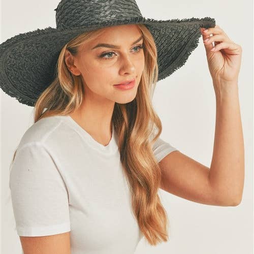 MiMi Wholesale - Wholesale Straw Hat - Women's - MH0095 Floppy Straw Sun Hat with Frayed Edges6