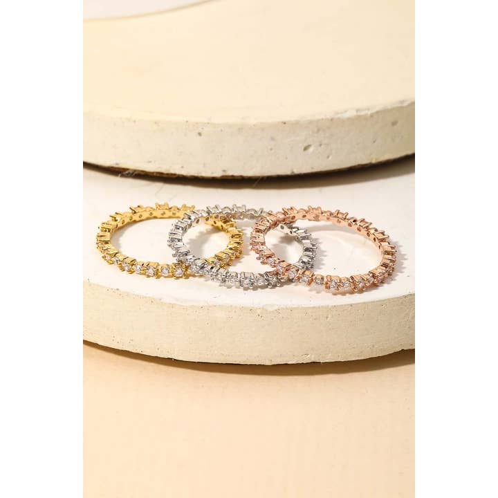 Anarchy Street - Wholesale Band/Stacked Ring - Gold Dipped Delicate Studded Eternity Fashion Ring3