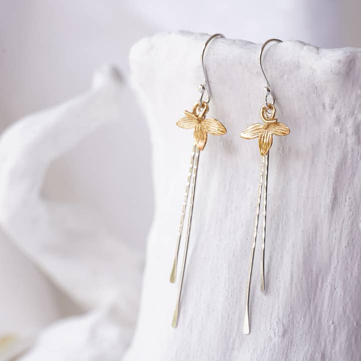 Mixed Metal Floral Earrings for wholesale by Banyan Jewellery