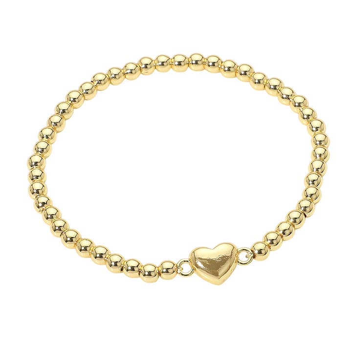 Sensibling Corp. - Wholesale Charm/Dangle Bracelet - Stainless Steel Heart Charm Beaded Stretch Bracelet1